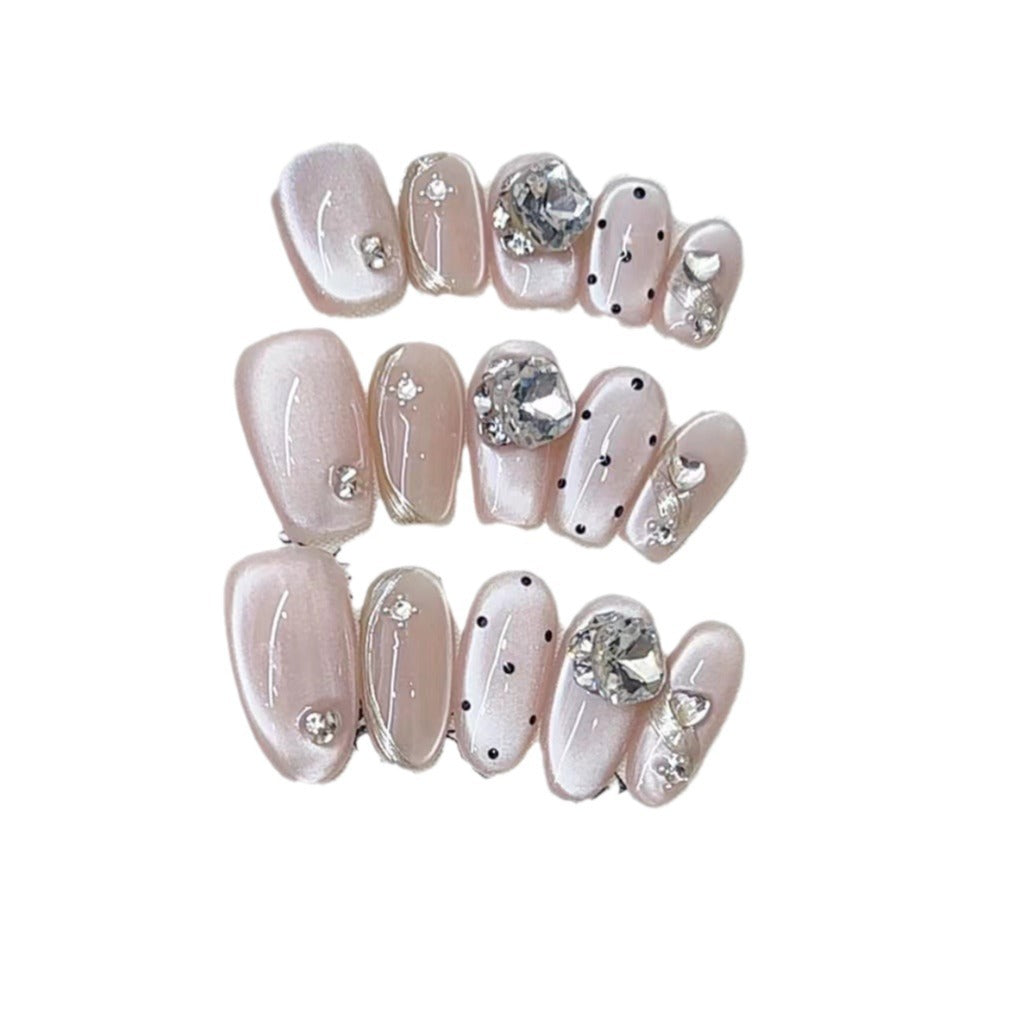 Glamorous Rhinestone-Enhanced Press-On Nail Set Kalsten
