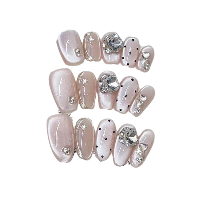 Glamorous Rhinestone-Enhanced Press-On Nail Set Kalsten