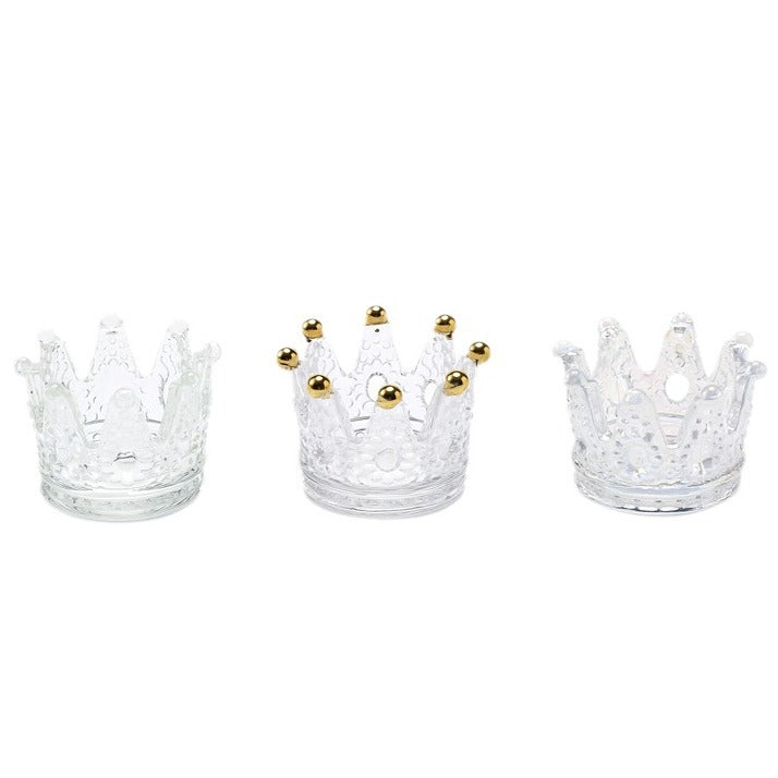 Crown-Shaped Textured Glass Votive Candle Holder Kalsten