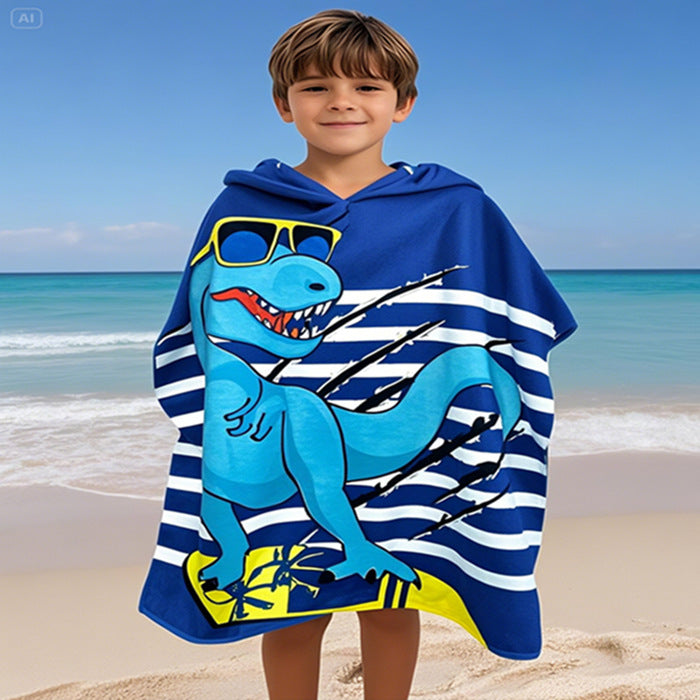 Kids' Fun Dinosaur-Themed Hooded Towel Poncho Kalsten