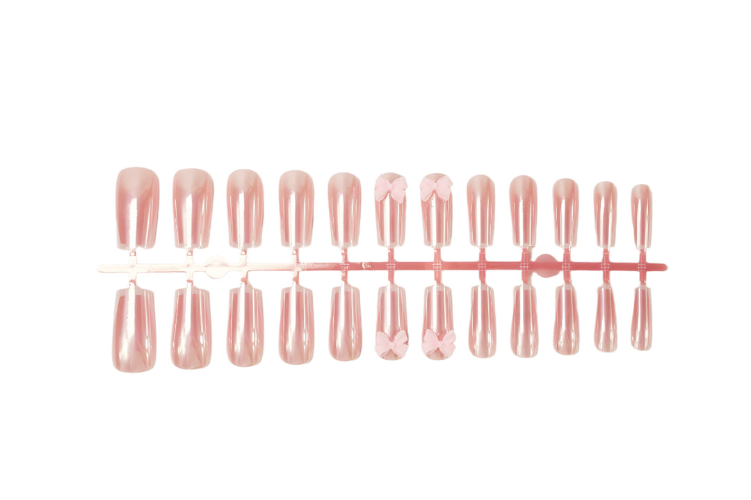 Artificial nail set with stylish bows and elegant French tips Kalsten