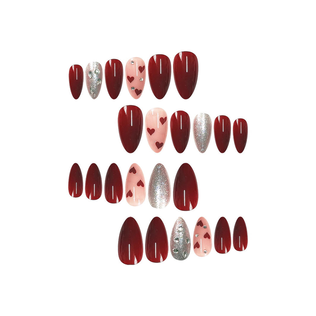 Elegant Heart-Themed Press-On Nail Set Kalsten