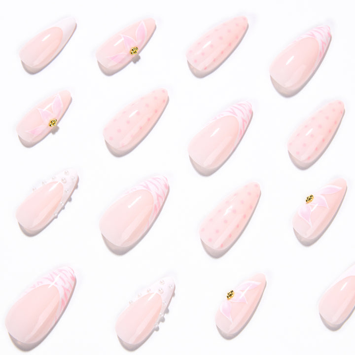 Artistic stiletto nails with elegant 3D decorations Kalsten