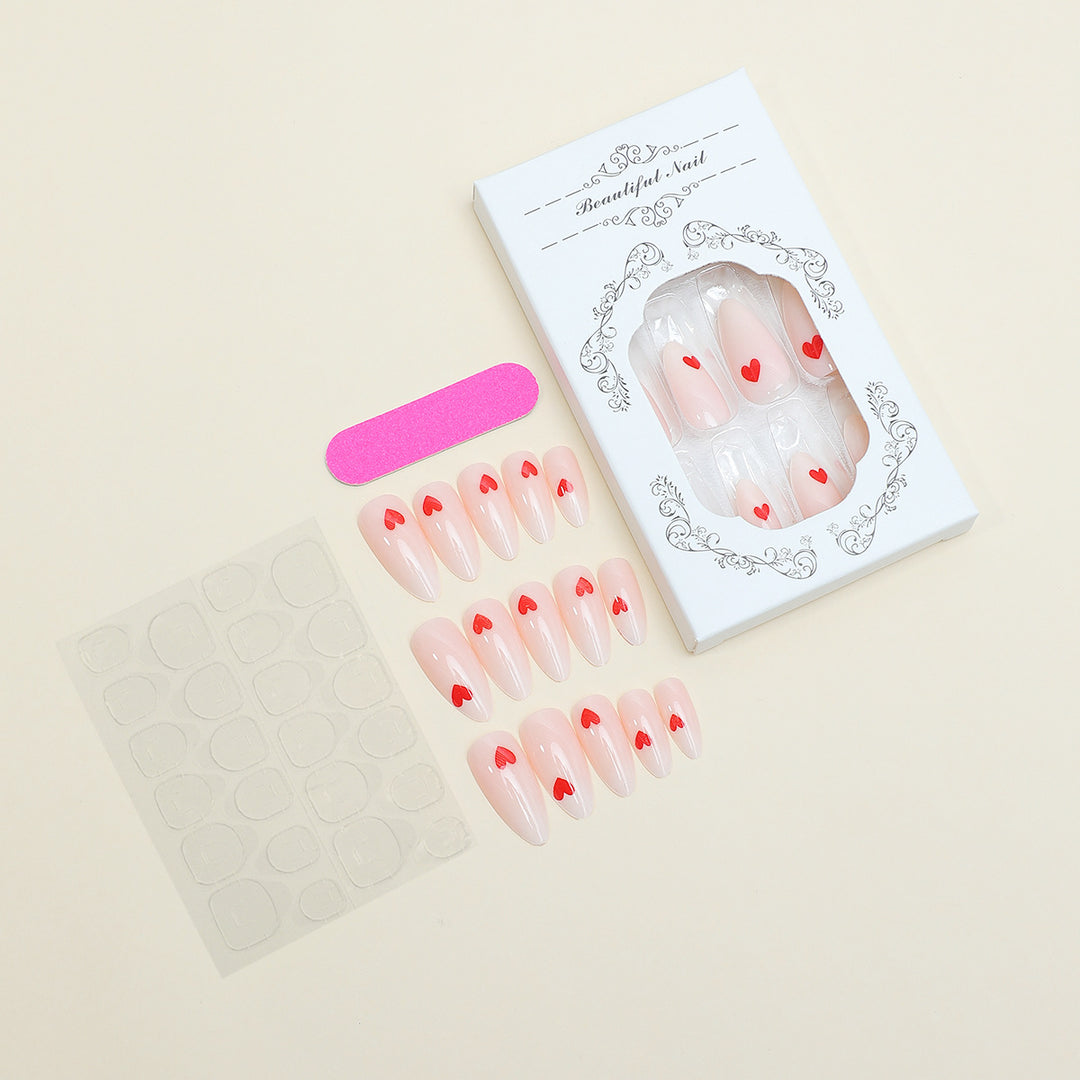 Heart-Embellished Press-On Nail Set Kalsten