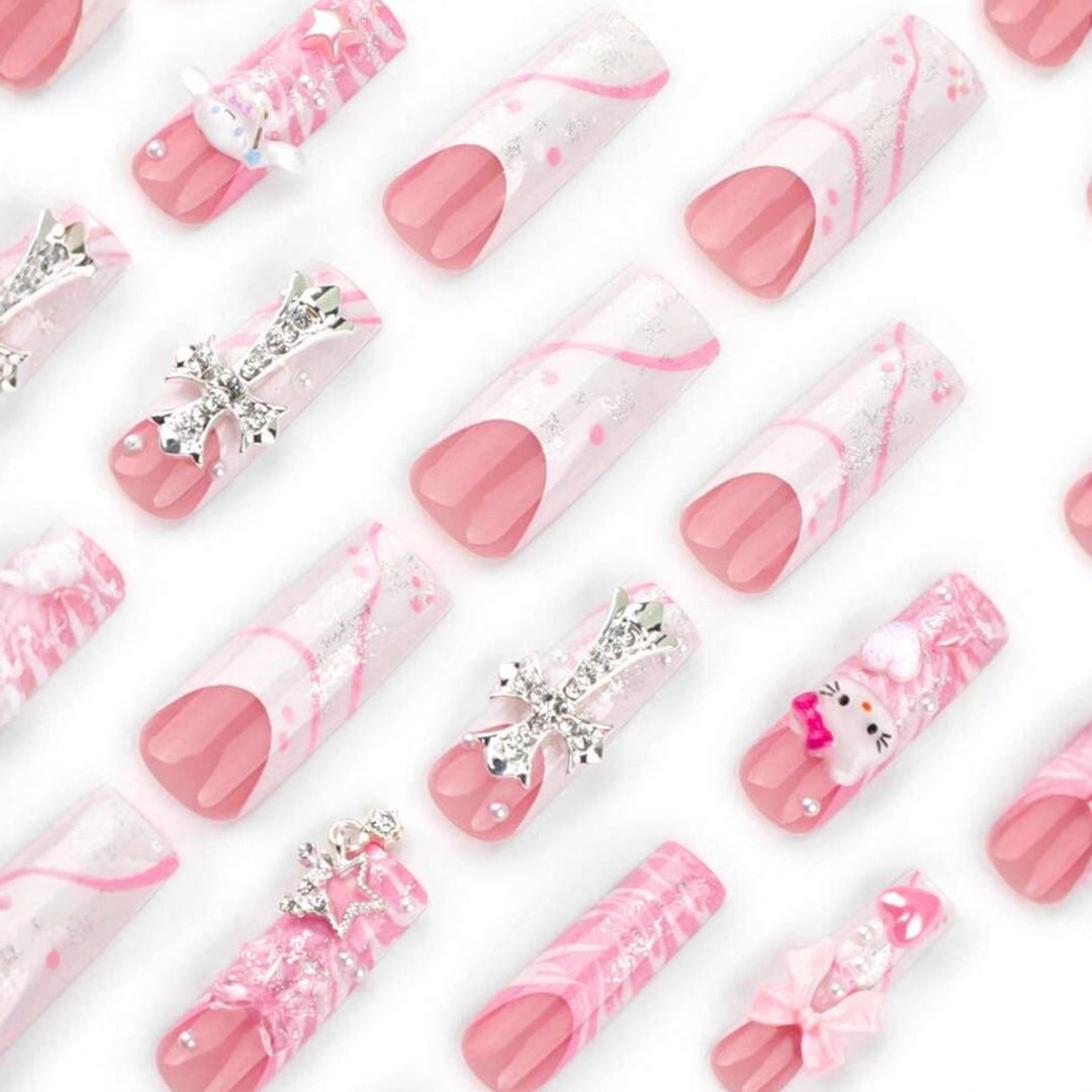 Artificial nail set with playful 3D design Kalsten