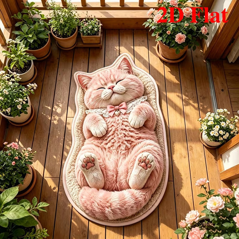 Cute Cat-Shaped Plush Rug