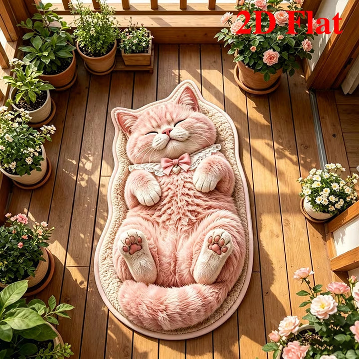 Cute Cat-Shaped Plush Rug