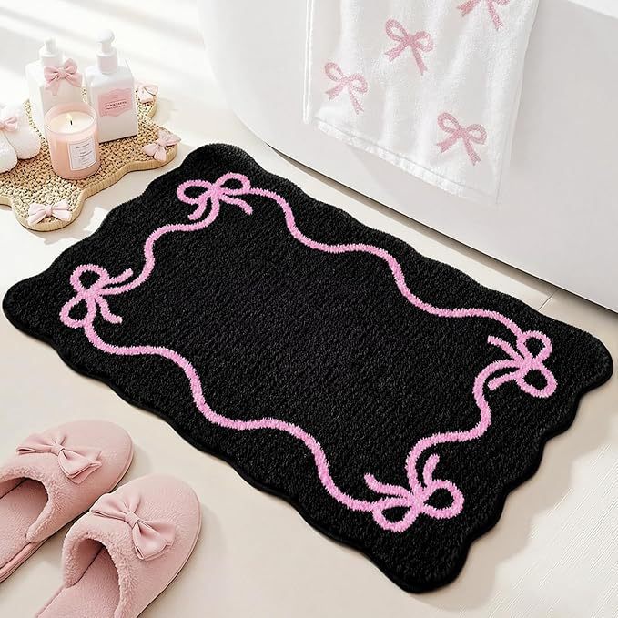 Decorative Bow-Patterned Bathroom Mat