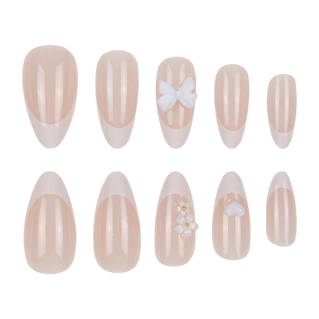 Elegant Stiletto Press-On Nails with Floral Accents Kalsten