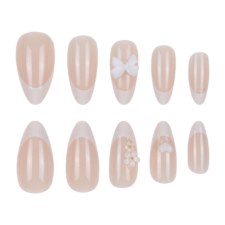 Elegant Stiletto Press-On Nails with Floral Accents Kalsten