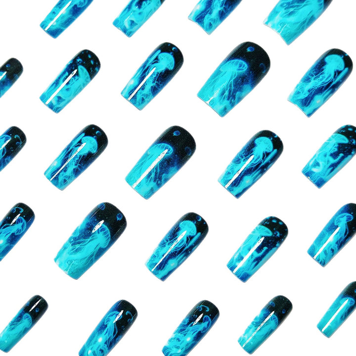 Artificial artificial nails with luminescent jellyfish design Kalsten