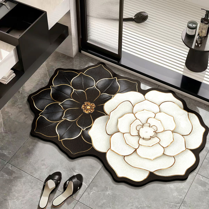 Elegant Floral Design Bath Mat for Bathrooms