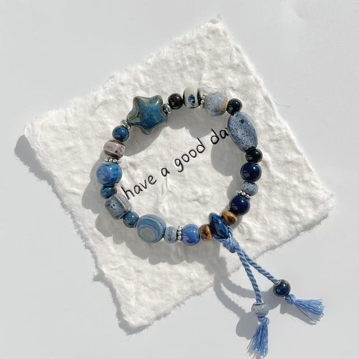 Handmade Stone Bead Stretch Bracelet Kalsten