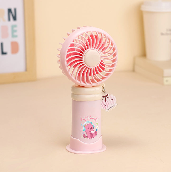 Ladies wearable handheld fan with playful dog design Kalsten