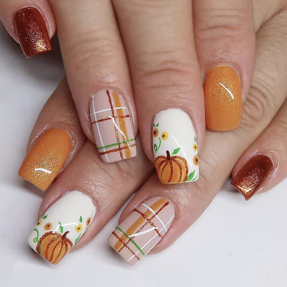 Seasonal Pumpkin-Themed Nail Art Set Kalsten