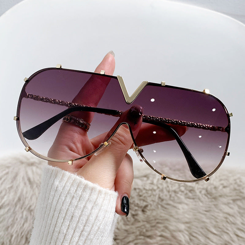 Futuristic Oversized V-Shaped Sunglasses