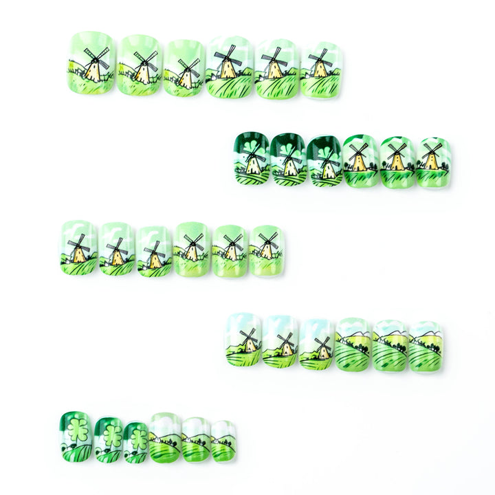 Artistic Landscape-Themed Press-On Nail Set