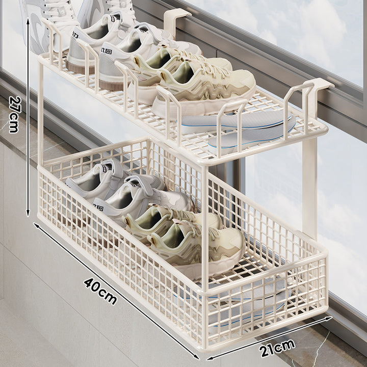 Over-Window Hanging Shoe Drying and Storage Basket Organizer