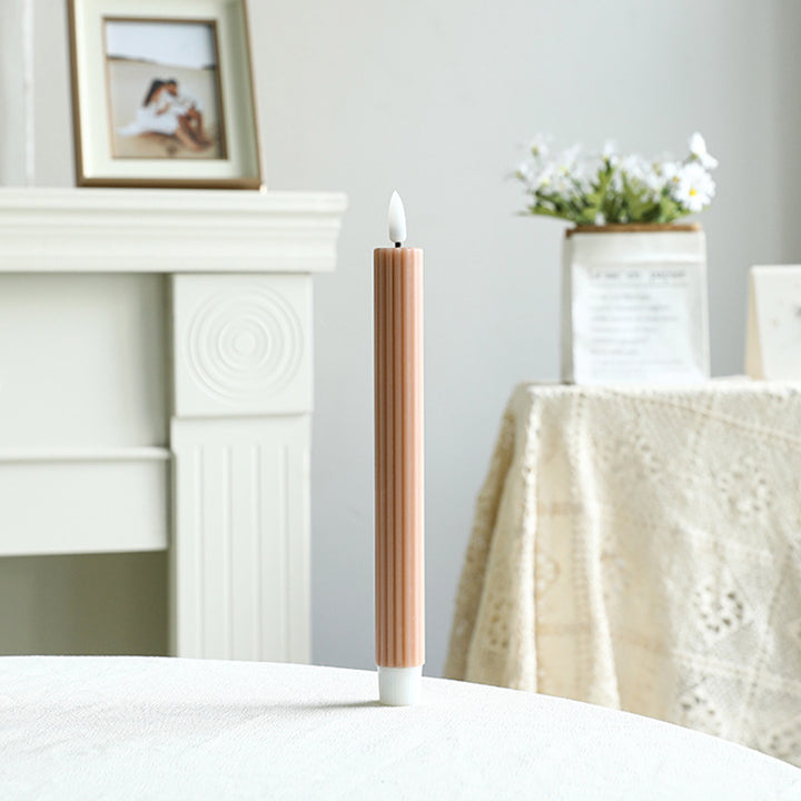Tall Ribbed Taper Candle with Silicone Stabilizing Base