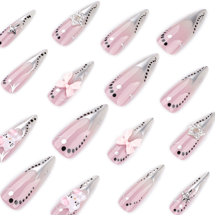Artful Nail Extensions with Glamorous Decor Kalsten