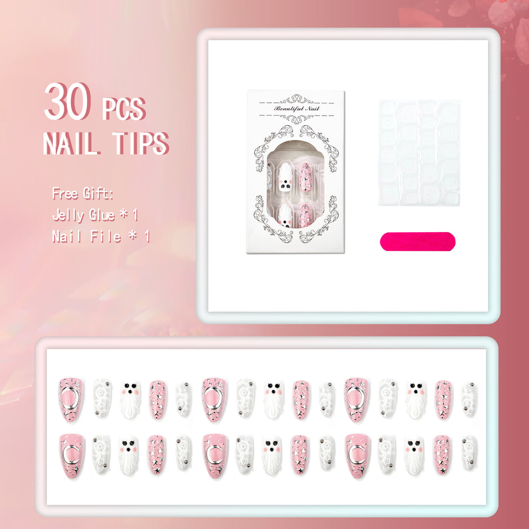 Thematic Ghost and Star Press-On Nail Set