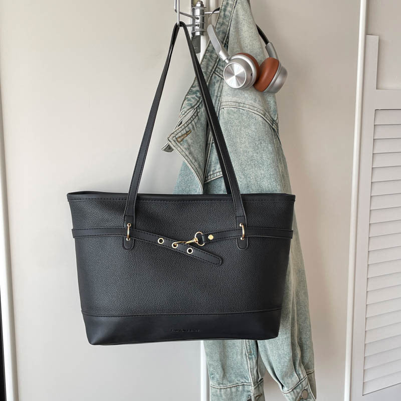 Structured Faux Leather Tote Bag