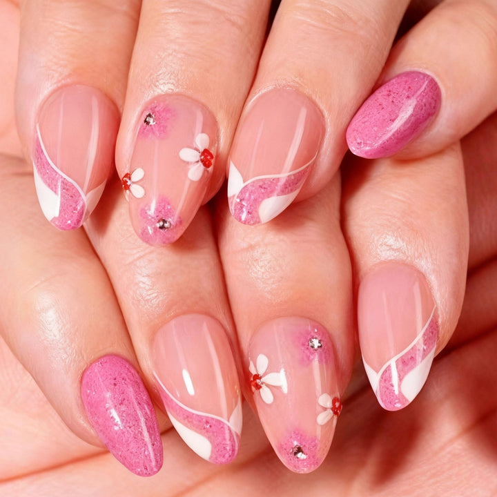 Artistic Floral-Embellished Press-On Nail Set Kalsten