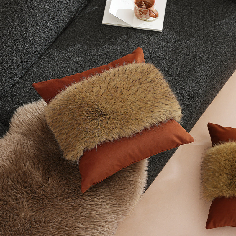 Decorative cushion set with heart-shaped faux fur cushion and two velvety back cushions Kalsten