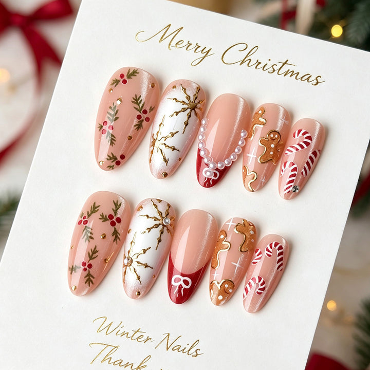 Decorative Floral Press-On Nail Set
