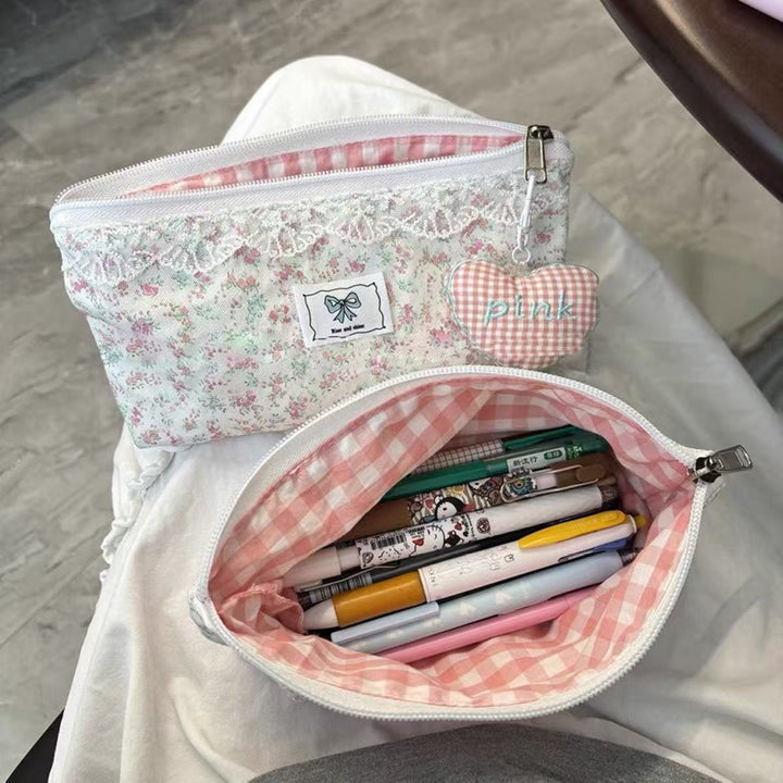 Floral Embellished Pencil Case