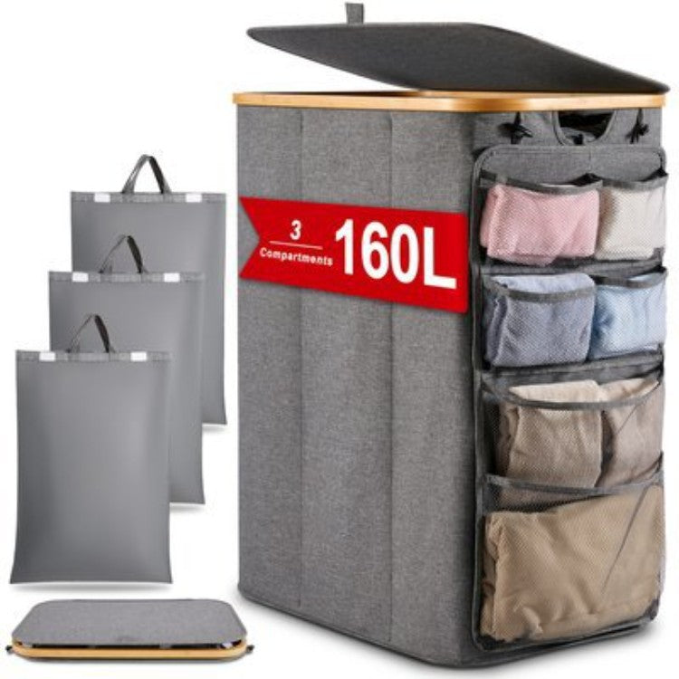 Multifunctional laundry storage box with bamboo lid Kalsten