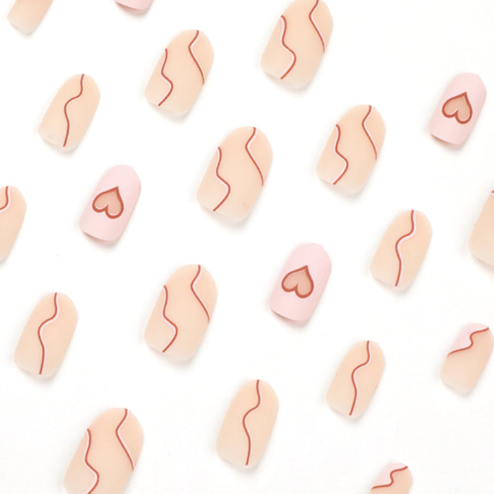Artful Nail Extensions with Elegant Heart Design Kalsten