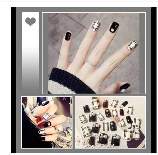 Artificial nails in modern check pattern Kalsten