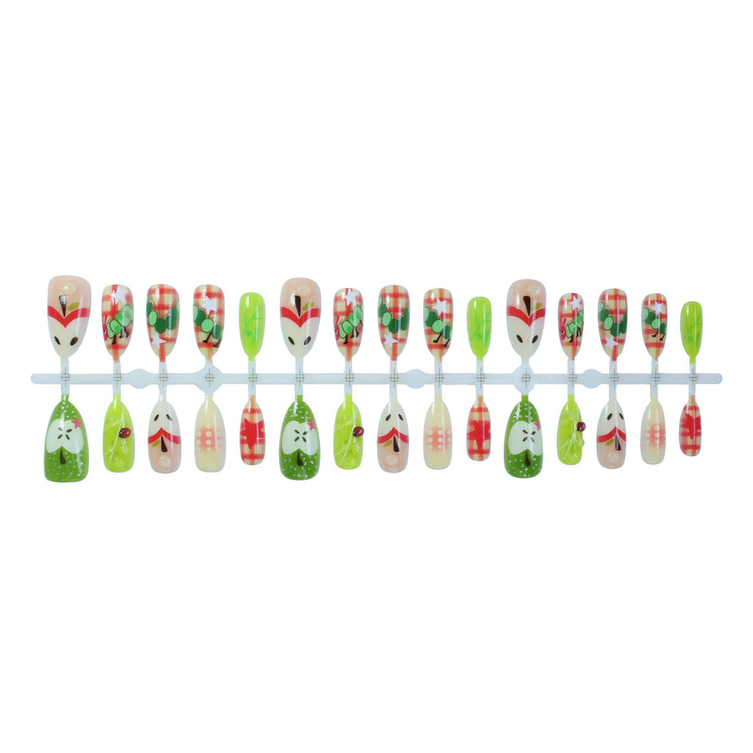 Artificial nail set with cheerful fruit motifs and creative details Kalsten