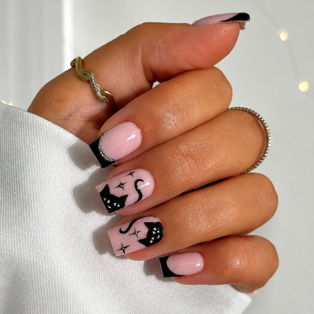 Decorative Cat-Themed Press-On Nail Set kalsten