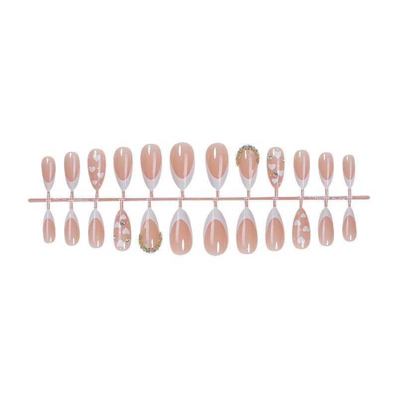 Acrylic Nail Set with Creative Heart and Glitter Motif Kalsten