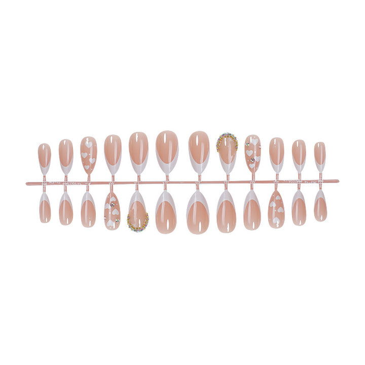 Acrylic Nail Set with Creative Heart and Glitter Motif Kalsten