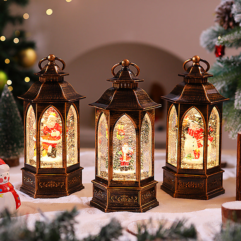 Nostalgic Christmas lantern with snowman scene Kalsten