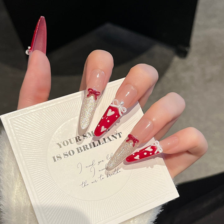 Romantic Heart-Themed Press-On Nail Extensions Kalsten
