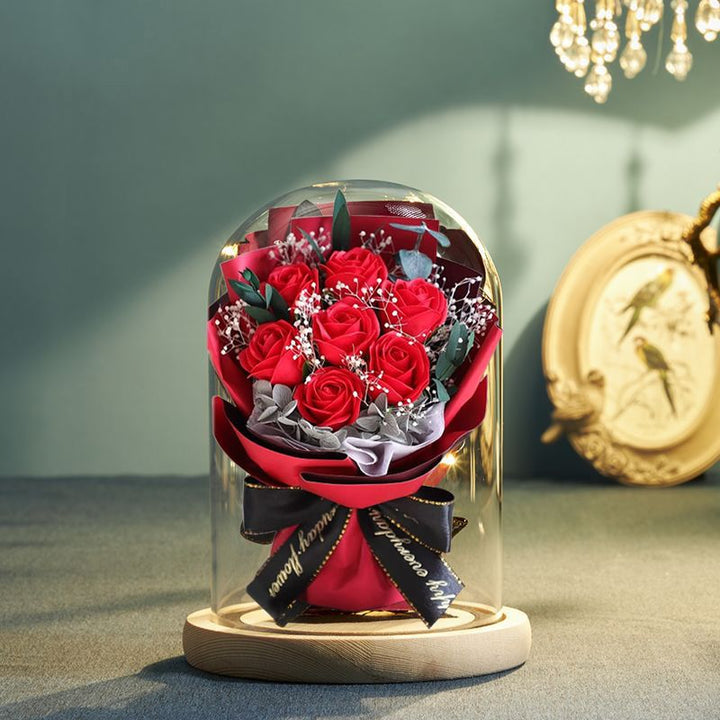 Preserved Floral Bouquet in Glass Dome