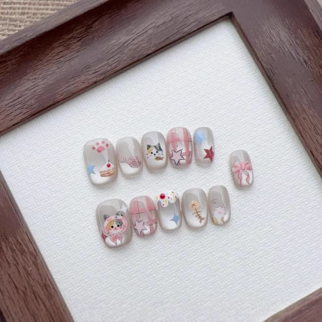 Stylish Bow-Embellished Press-On Nails Kalsten