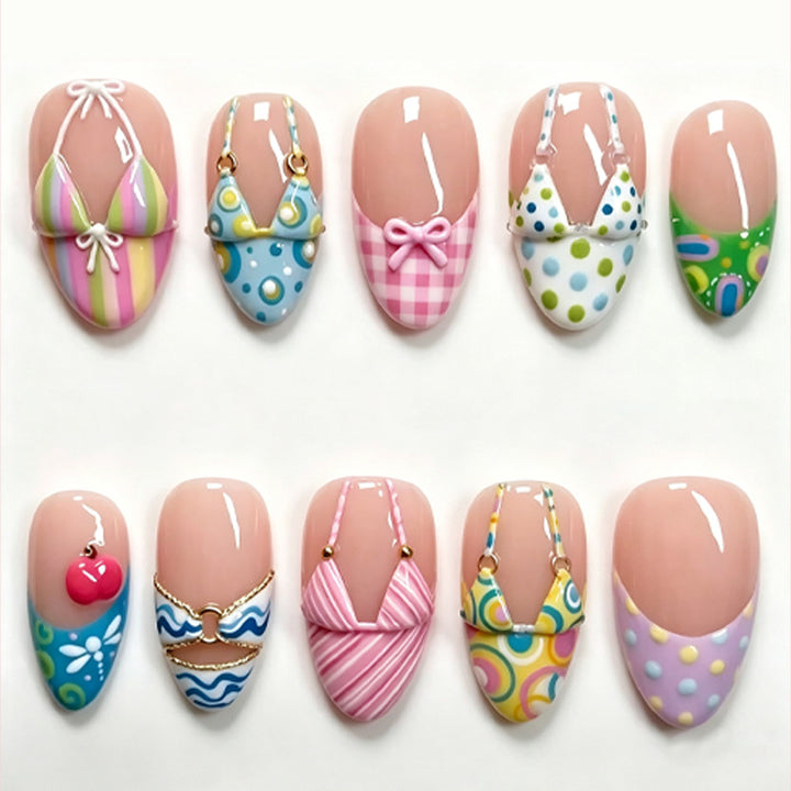 Acrylic nail set with summery bikini motifs Kalsten