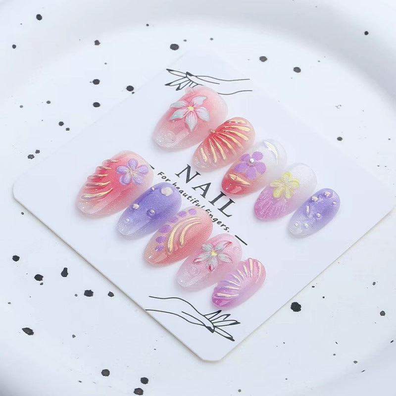 Floral Press-On Nail Art Set