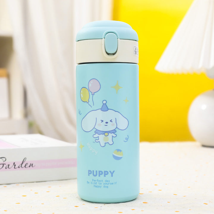 Women's insulated drinking bottle with cute dog design and practical flip cap Kalsten