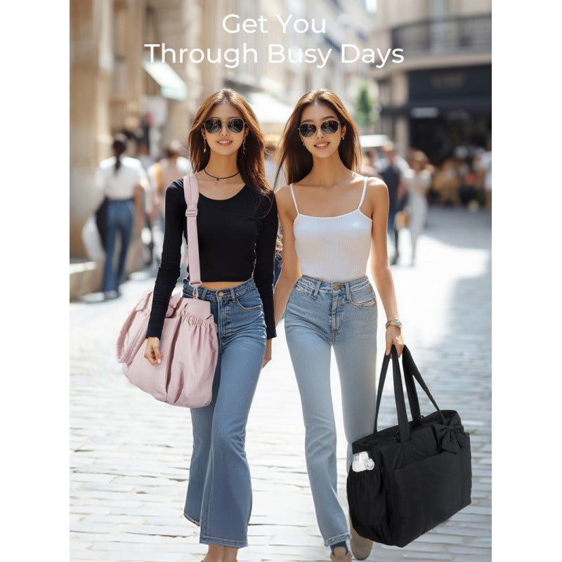 Fashionable tote bag with elegant bow appliqué Kalsten