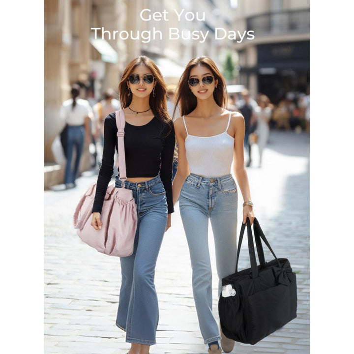 Fashionable tote bag with elegant bow appliqué Kalsten