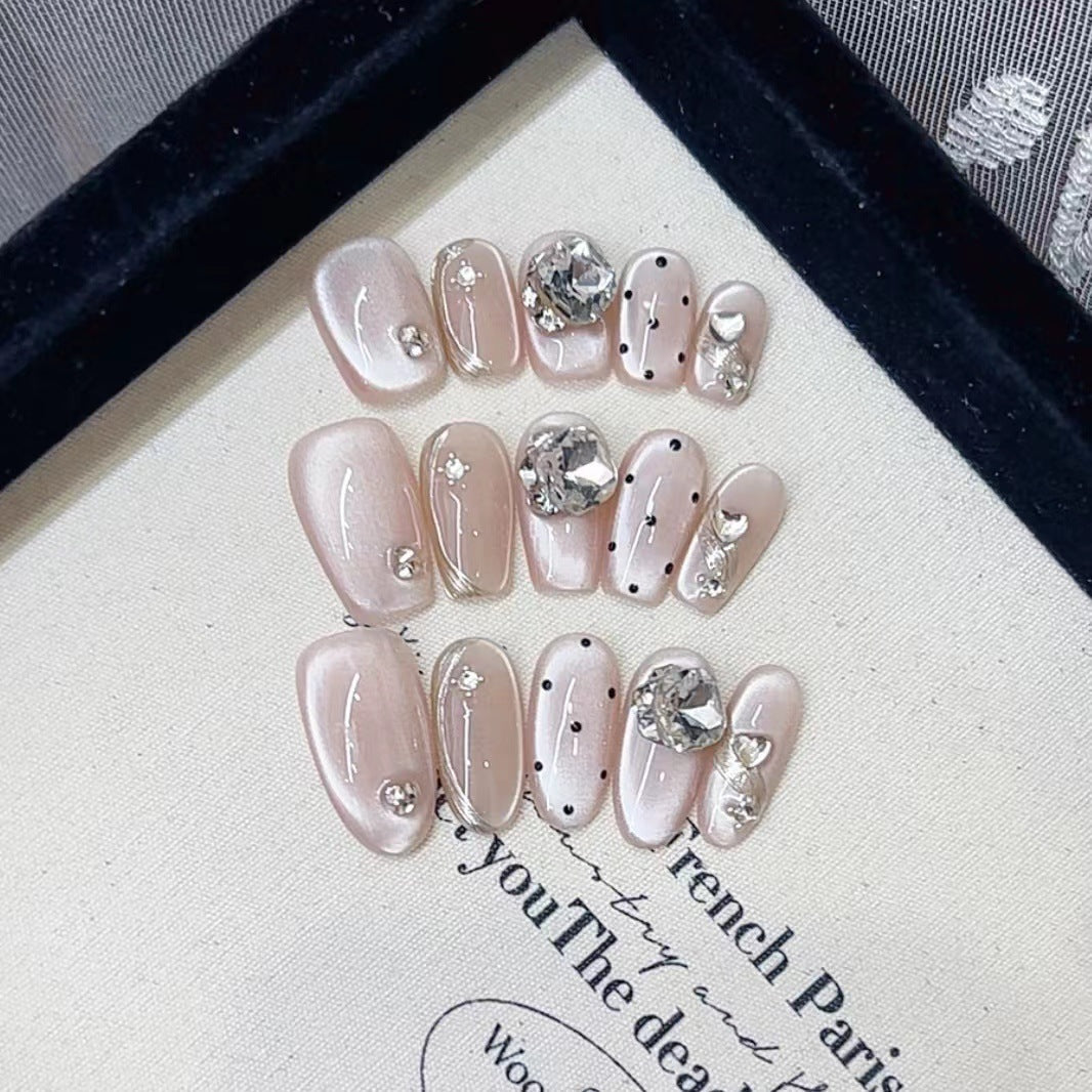 Glamorous Rhinestone-Enhanced Press-On Nail Set Kalsten