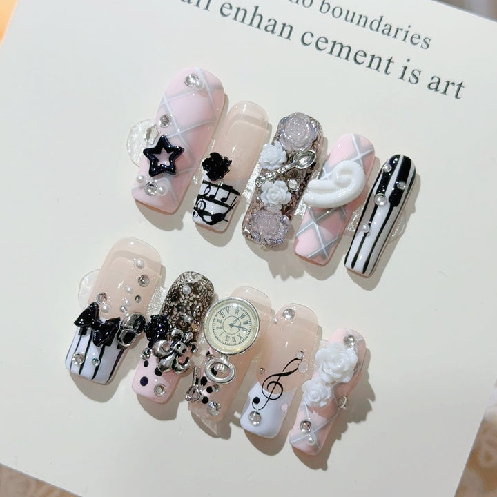 Musical-Themed Press-On Nail Art Set