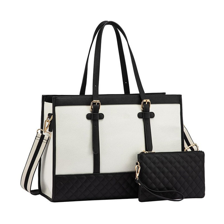 Stylish Quilted Tote Bag with Removable Cosmetic Compartment Kalsten