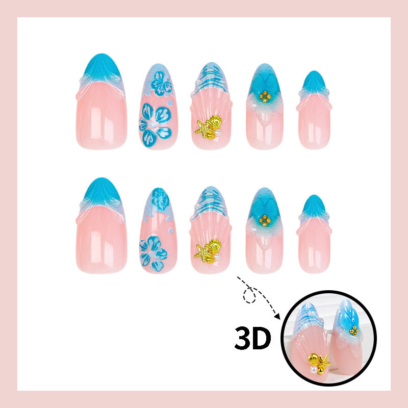 Fake nails set with elegant floral accents Kalsten